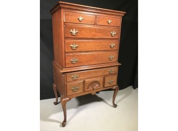 Beautiful Small Scale Mahogany Highboy With Queen Anne Legs & Chippendale Style Brass Hardware - GREAT SIZE !