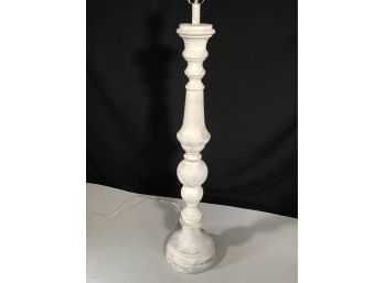Fantastic Painted & Distressed Wooden Floor Lamp - Grayish White - Turned Column Style - GREAT LAMP !