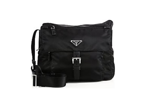 Prada Nylon Bag With Leather Trim And Adjustable Webbing Crossbody Strap - Very Good, Used Condition