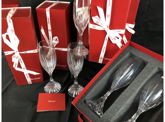 Baccarat Massena Champagne Flutes 11, Serveware - Glassware, Many New In Unopened Boxes