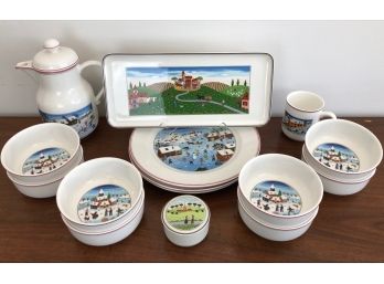 VIlleroy & Boch Porcelain Naif Christmas And Design Naif Set - Never Used - 15 PC Assortment