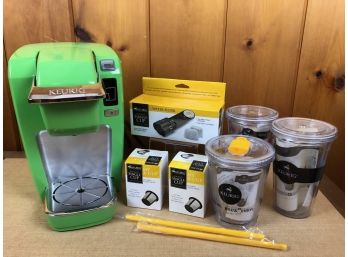 NEW Fun Green Keurig Coffee Maker With Many New Accessories