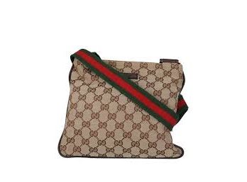 Barely Used Gucci Messenger Bag -  Brown Diamonte  Canvas Crossbody With Iconic Green And Red Strap