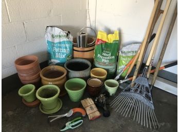 HUGE Garden Collective - Tons Of Tools, Potting Mix, Clay & Ceramic Pots, Gloves, Many New Items