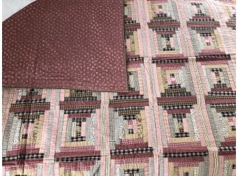 Country House Log Cabin  Quilt Bedspread  65x85   Hand Stitched