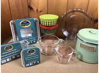 Pyrex, Biscuits & More - Anchor Hocking Glass Refrigerator Storage Set NEW, Vintage Biscuit Jar