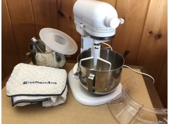 Kitchen Aid Stand Mixer With Extra Bowl & Cloth Dust Cover, Bowl Guard, Plastic Lid
