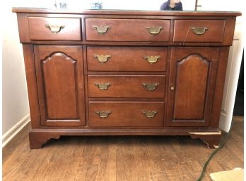 Dining Room Sideboard With Glass Top By Drexel -  Wallace Nutting - 51.5'L X 21'D X 56'H