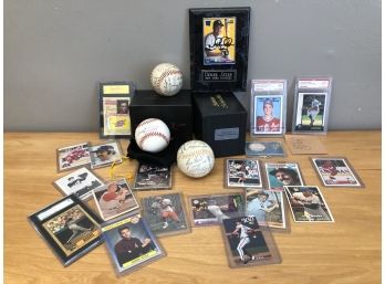 Vintage Baseball Memorabilia - Cards, Signed Balls -Barry Bonds, Mariano Rivera, Phil Rizzuto, Reggie Jackson