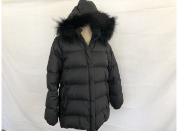 Moncler Womens Down Coat Sz 2 (M) Raccoon Fur (removable) Trimmed Hood (removable)