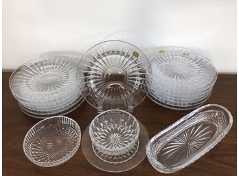 Val St Lambert Crystal Plates Plus - 14 Plates Most New With Original Stickers