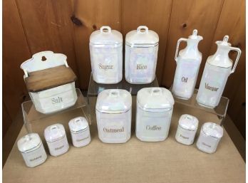 12pc Vintage Lusterware Canister Set By Epiag D.F. Czechoslovakia - Gorgeous!  Estimated 1930s