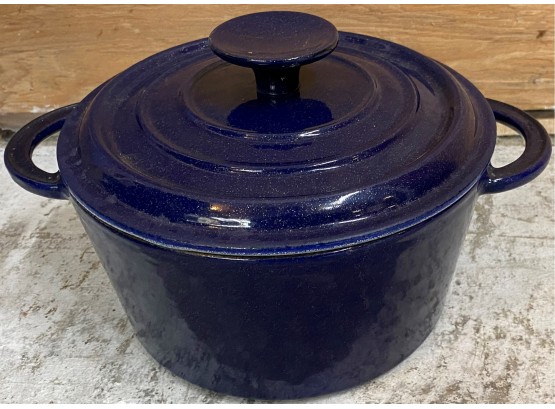 Cobalt Blue French Cast Iron Covered Pot
