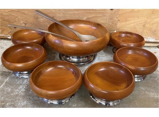 Wooden Bowls On Chrome Bases
