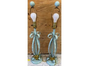 Two Decorative Iron Table Lamps