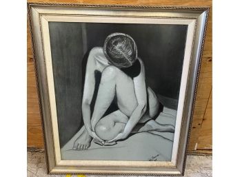 Framed Nude Study Print Signed Pat Boone