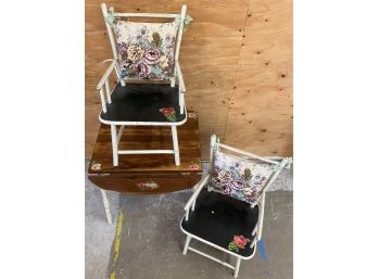Cute 1940's Three Piece Childs Table And Chair Set