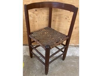 Antique Splint Seat Corner Chair 19th Century