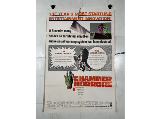 Vintage Folded One Sheet Movie Poster Chamber Of Horrors 1966
