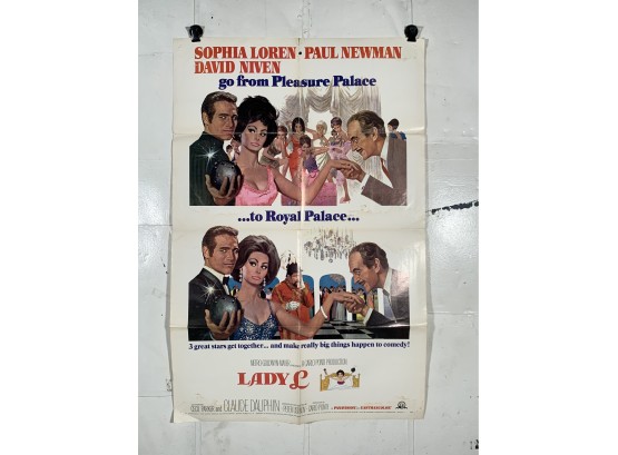 Vintage Folded One Sheet Movie Poster Sophia Loren Lady L 1966