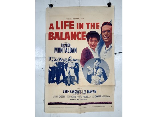Vintage Folded One Sheet Movie Poster A Life In The Balance 1955