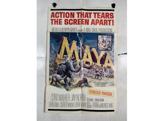 Vintage Folded One Sheet Movie Poster Maya 1966