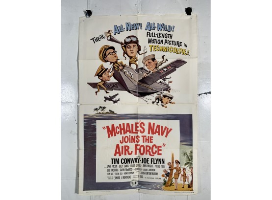 Vintage Folded One Sheet Movie Poster Mchales Navy Joins The Air Force 1965