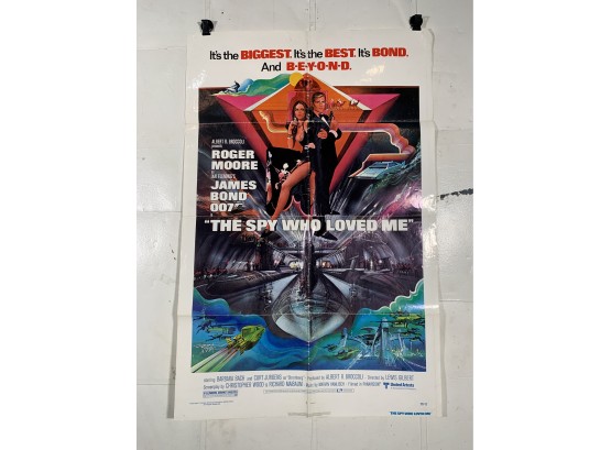 Vintage Folded One Sheet Movie Poster James Bond 007 The Spy Who Loved Me 1977
