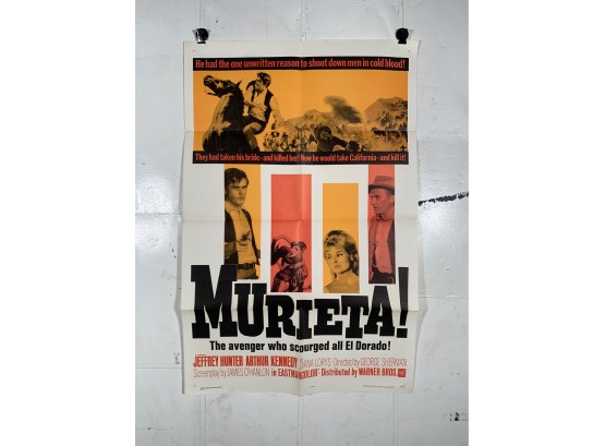 Vintage Folded One Sheet Movie Poster Murieta! 1965