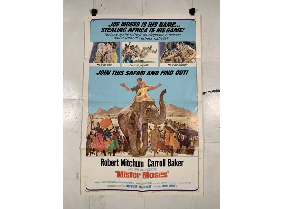 Vintage Folded One Sheet Movie Poster Mister Moses 1965