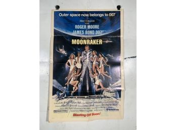 Vintage Folded One Sheet Movie Poster James Bond 007 In Moonraker 1979