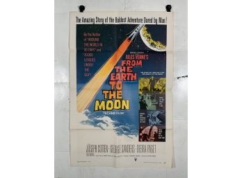 Vintage Folded One Sheet Movie Poster From The Earth To The Moon 1958