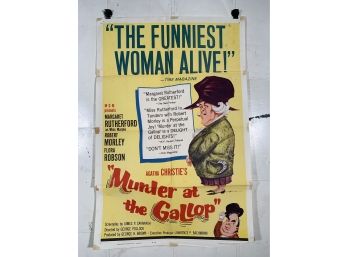 Vintage Folded One Sheet Movie Poster Murder At The Gallop