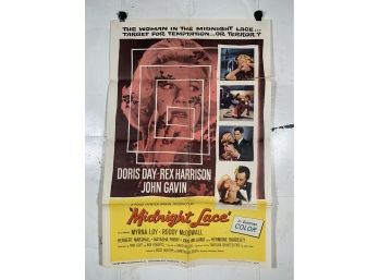 Vintage Folded One Sheet Movie Poster Midnight Lace 1960