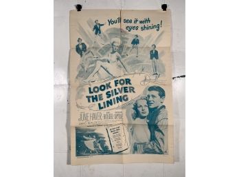 Vintage Folded One Sheet Movie Poster Look For The Silver Lining 1956