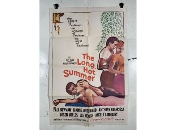 Vintage Folded One Sheet Movie Poster The Long Hot Summer 1958