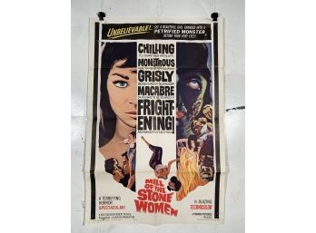 Vintage Folded One Sheet Movie Poster Mill Of The Stone Women 1963