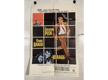 Vintage Folded One Sheet Movie Poster Mirage 1965