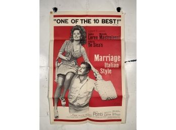 Vintage Folded One Sheet Movie Poster Marriage Italian Style