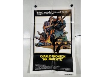 Vintage Folded One Sheet Movie Poster Charles Bronson Mister Majestyk 1974