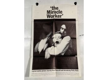 Vintage Folded One Sheet Movie Poster The Miracle Worker 1962
