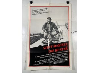 Vintage Folded One Sheet Movie Poster Steve Mcqueen As The Hunter 1980
