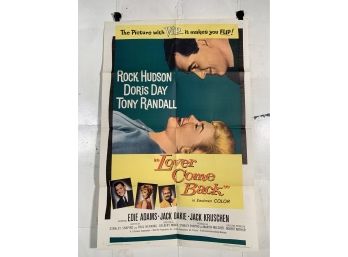 Vintage Folded One Sheet Movie Poster Lover Come Back 1961