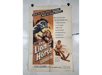 Vintage Folded One Sheet Movie Poster The Lion And The Horse 1952