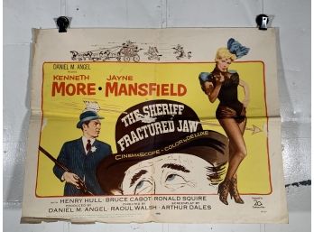 Vintage Folded One Sheet Movie Poster Jayne Mansfield In The Sheriff Of Fractured Jaw