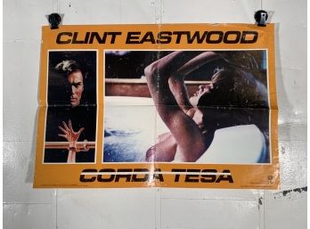 Vintage Folded One Sheet Foreign Movie Poster Clint Eastwood In Tight Rope