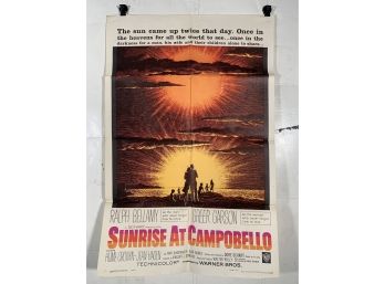 Vintage Folded One Sheet Movie Poster Sunrise At Campobello 1960