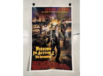 Vintage Folded One Sheet Movie Poster Chuck Norris Missing In Action 2