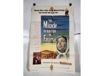Vintage Folded One Sheet Movie Poster The Miracle Of Our Lady Of Fatima 1952
