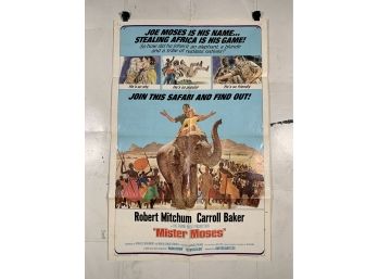 Vintage Folded One Sheet Movie Poster Mister Moses 1965